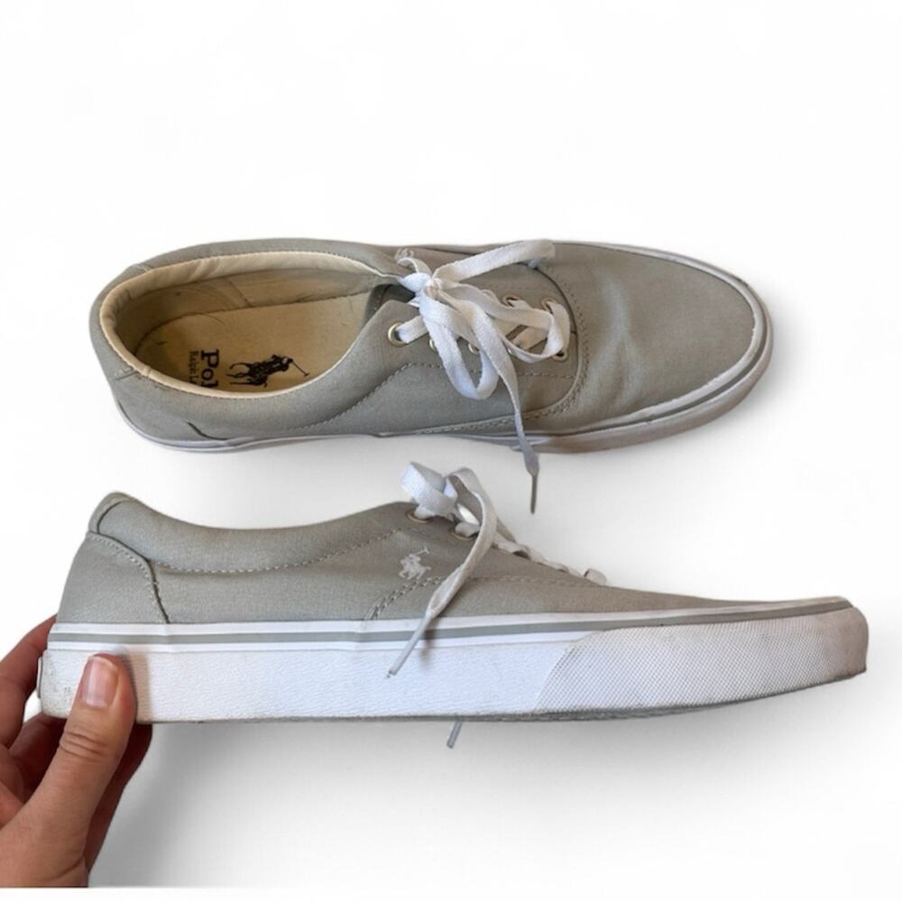 Polo Ralph Lauren Grey Canvas Sneakers Mens 11 Casual Classic Tennis Shoes